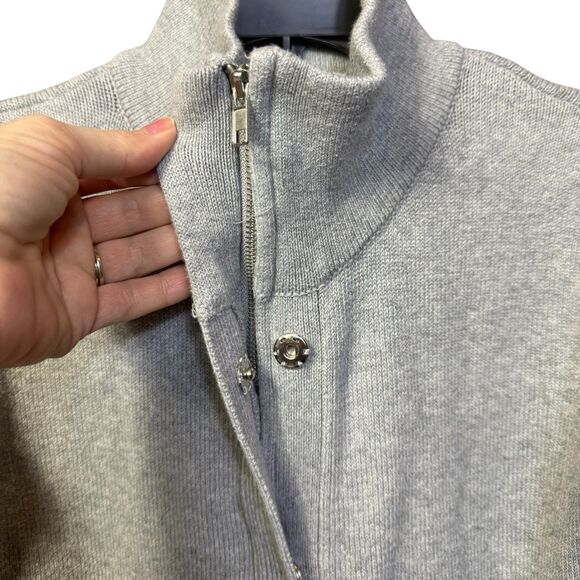 Boston Proper Cashmere Silk Blend Cardigan Jacket Size M Gray Zip Snap Pockets - Picture 2 of 6